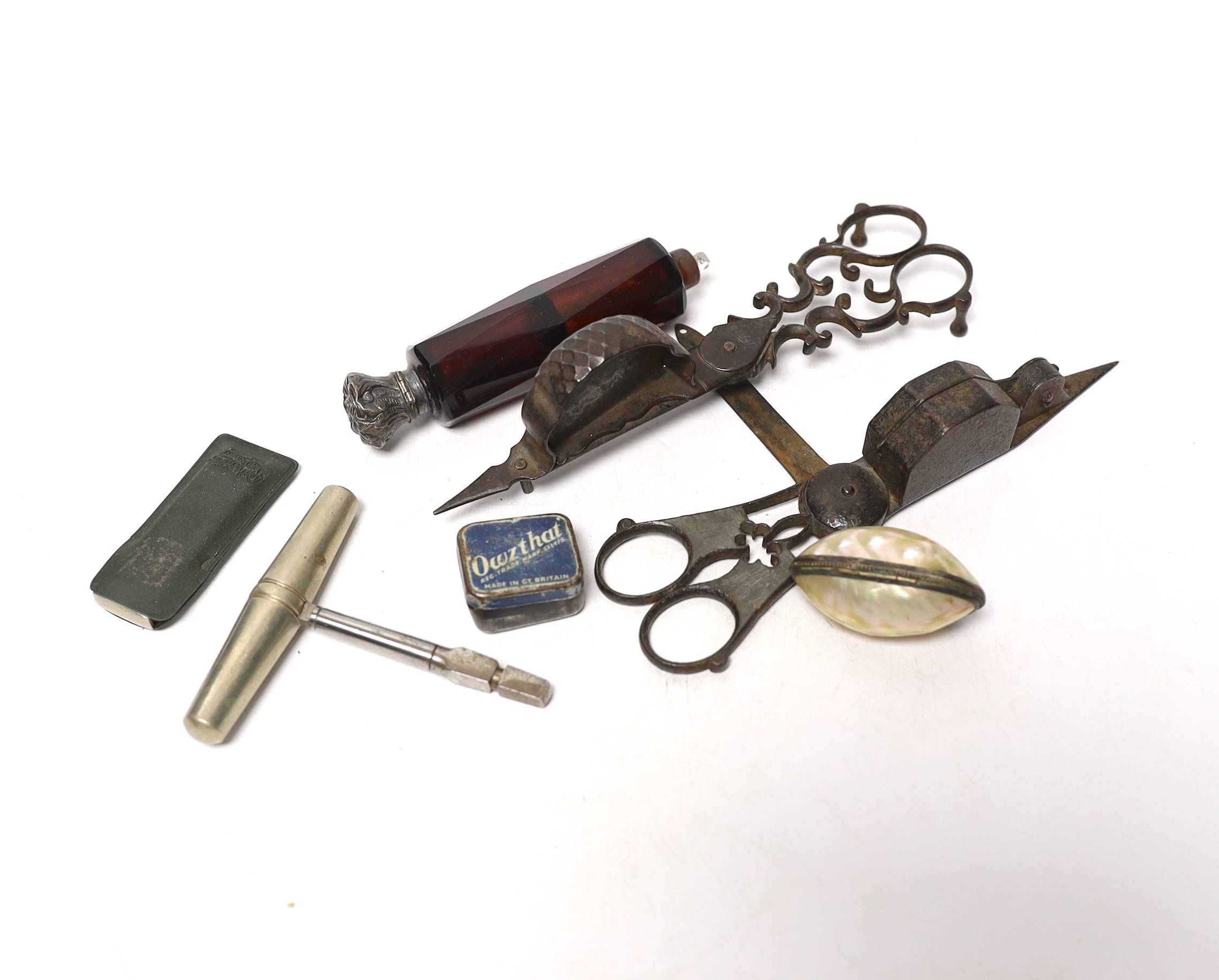 A quantity of mixed collectables including candle snuffers etc.